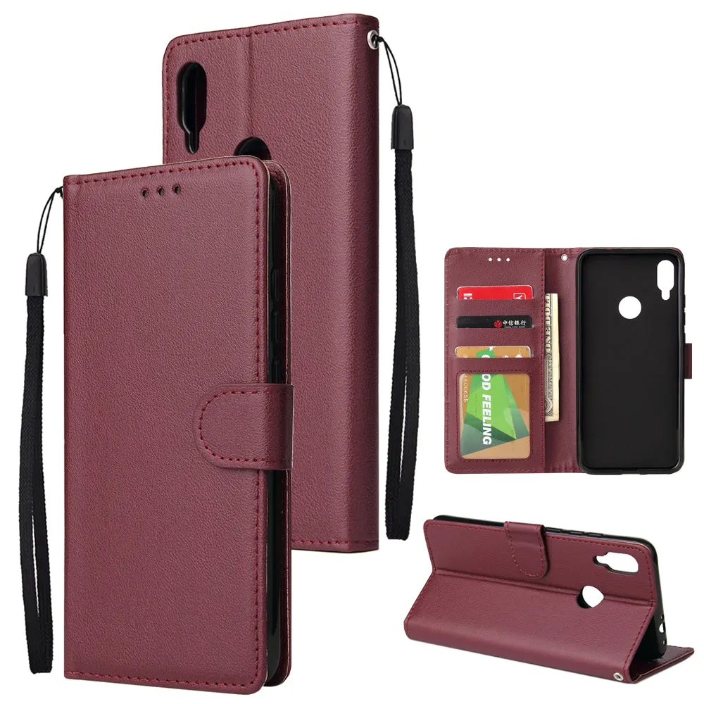 For Redmi note 7/Redmi note 7pro Flip-type Leather Protective Phone Case with 3 Card Position Buckle Design Phone Cover  Red wine