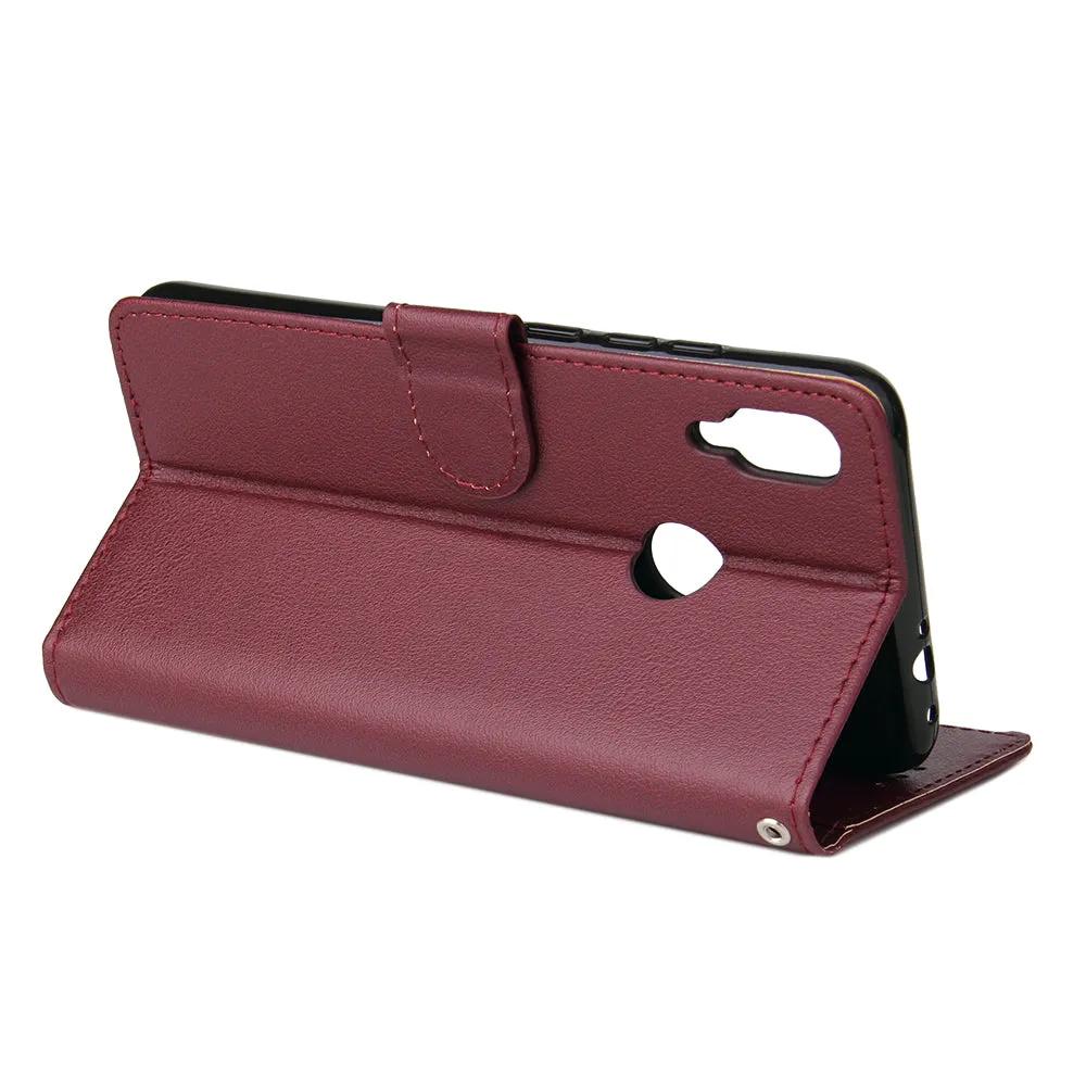 For Redmi note 7/Redmi note 7pro Flip-type Leather Protective Phone Case with 3 Card Position Buckle Design Phone Cover  Red wine