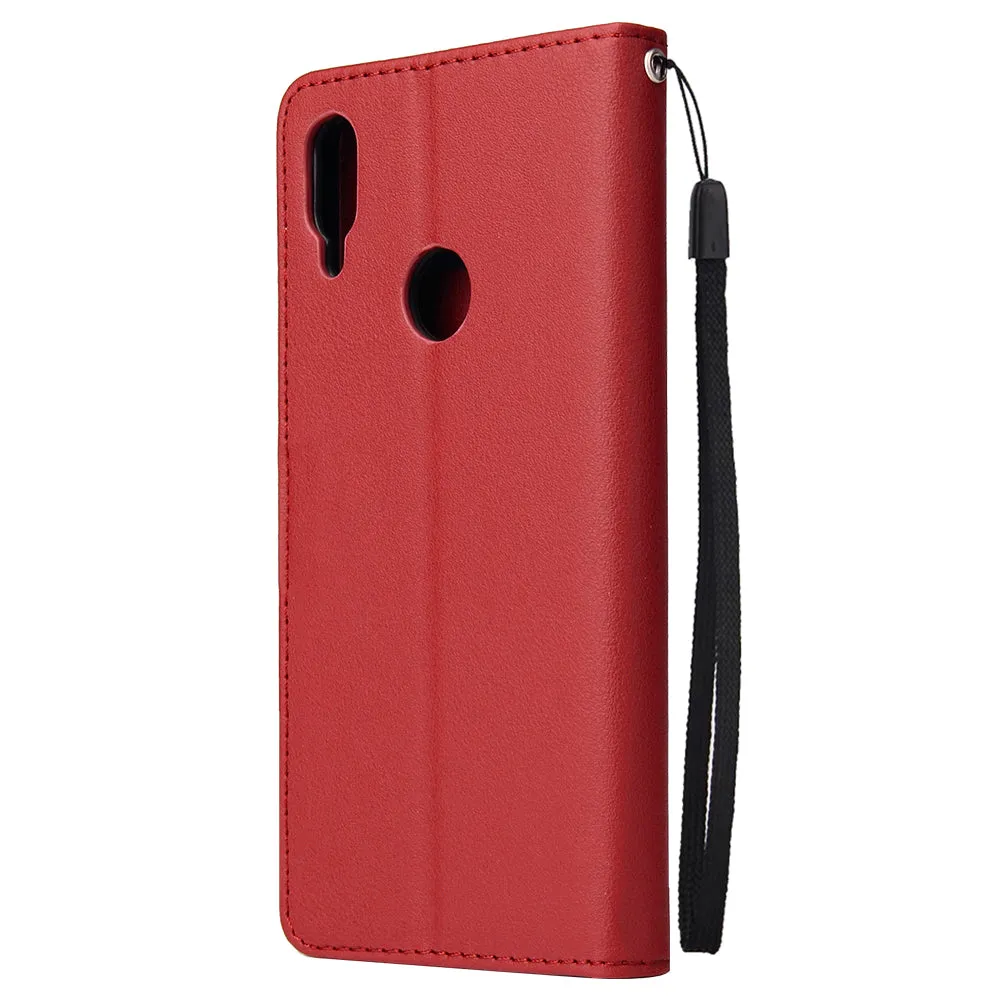 For Redmi note 7/Redmi note 7pro Flip-type Leather Protective Phone Case with 3 Card Position Buckle Design Phone Cover  red