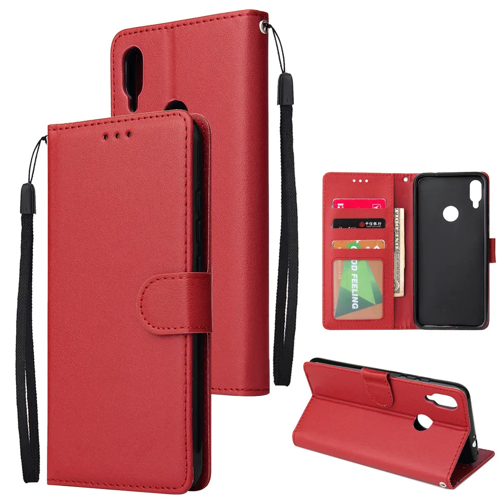 For Redmi note 7/Redmi note 7pro Flip-type Leather Protective Phone Case with 3 Card Position Buckle Design Phone Cover  red