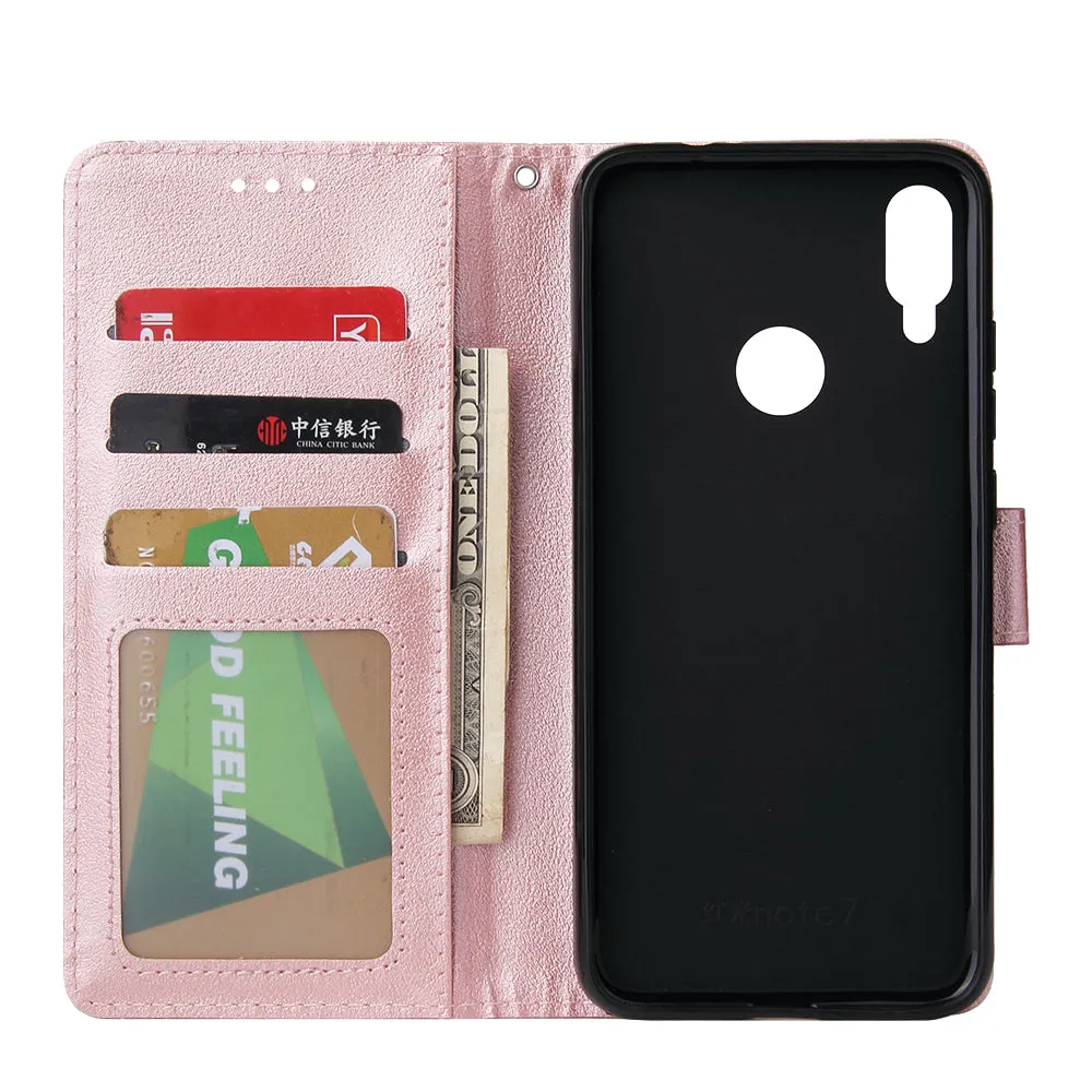 For Redmi note 7/Redmi note 7pro Flip-type Leather Protective Phone Case with 3 Card Position Buckle Design Phone Cover  Rose gold