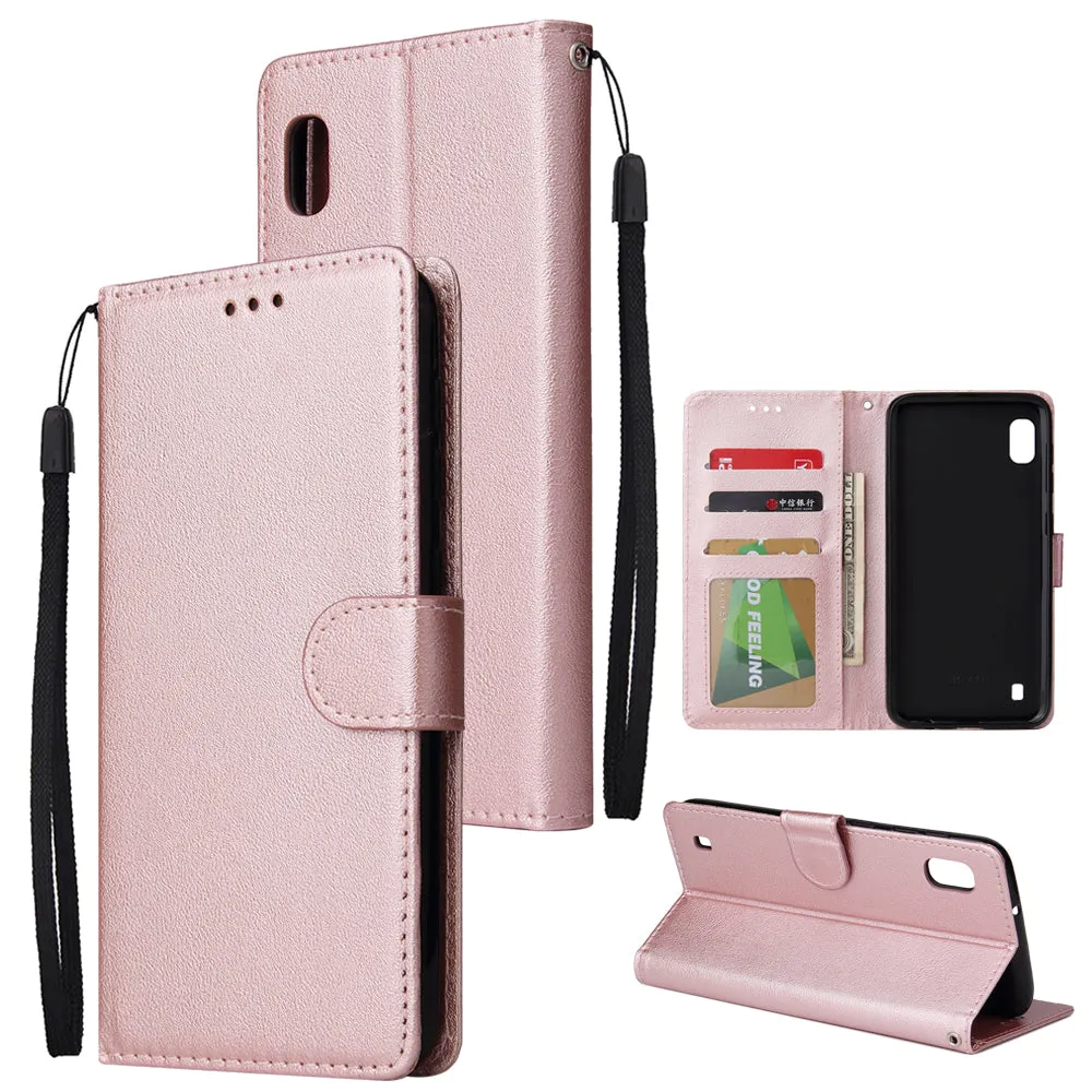 For Samsung A10 Flip-type Leather Protective Phone Case with 3 Card Position Buckle Design Phone Cover  black