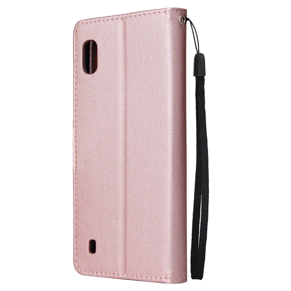 For Samsung A10 Flip-type Leather Protective Phone Case with 3 Card Position Buckle Design Phone Cover  black
