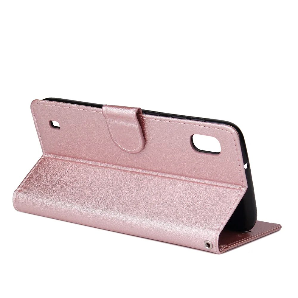 For Samsung A10 Flip-type Leather Protective Phone Case with 3 Card Position Buckle Design Phone Cover  black