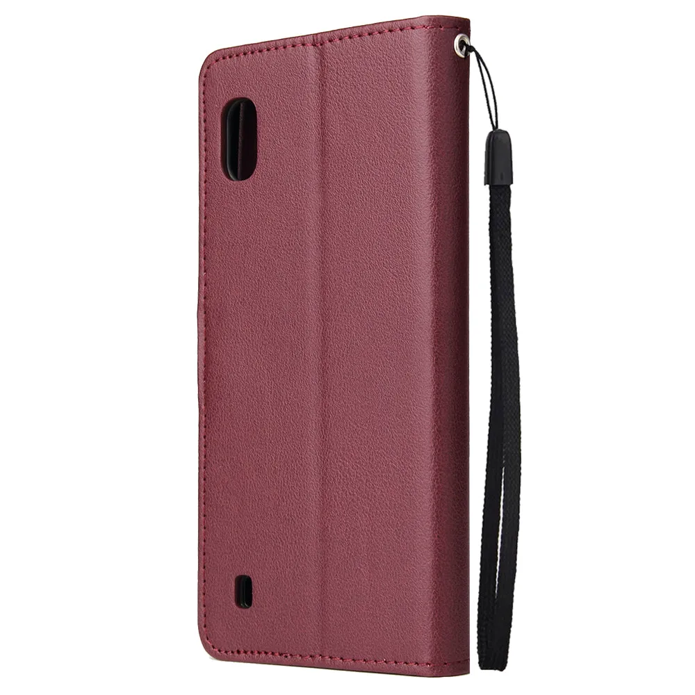 For Samsung A10 Flip-type Leather Protective Phone Case with 3 Card Position Buckle Design Phone Cover  blue