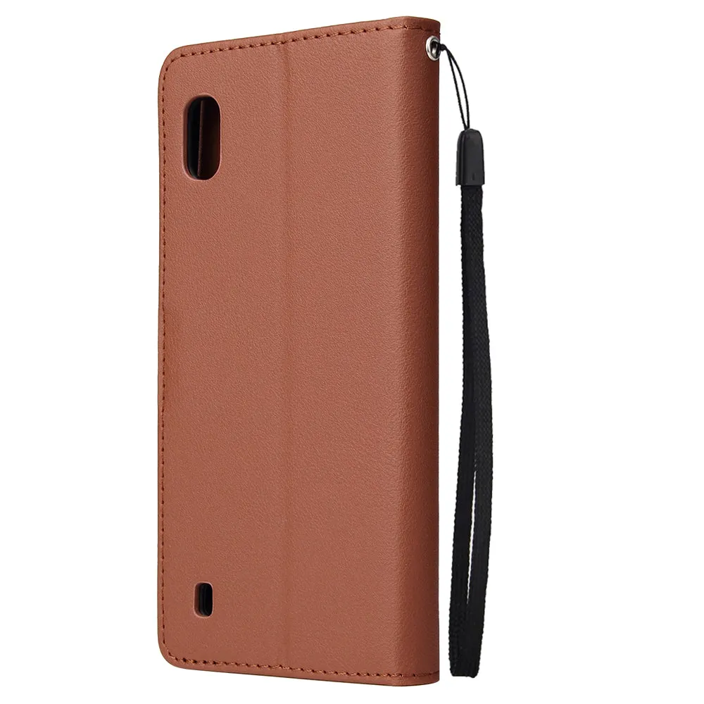 For Samsung A10 Flip-type Leather Protective Phone Case with 3 Card Position Buckle Design Phone Cover  blue