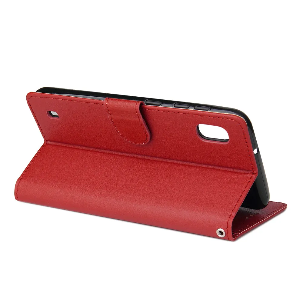 For Samsung A10 Flip-type Leather Protective Phone Case with 3 Card Position Buckle Design Phone Cover  blue