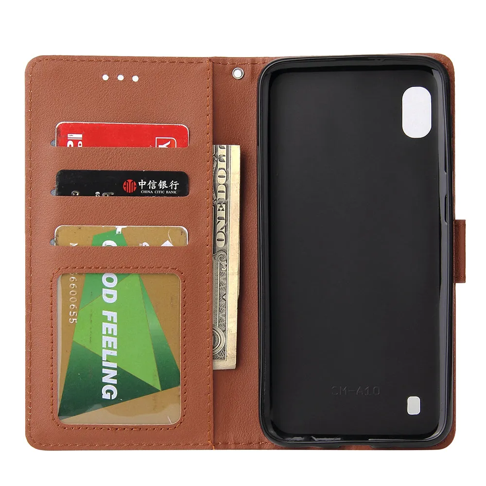 For Samsung A10 Flip-type Leather Protective Phone Case with 3 Card Position Buckle Design Phone Cover  blue