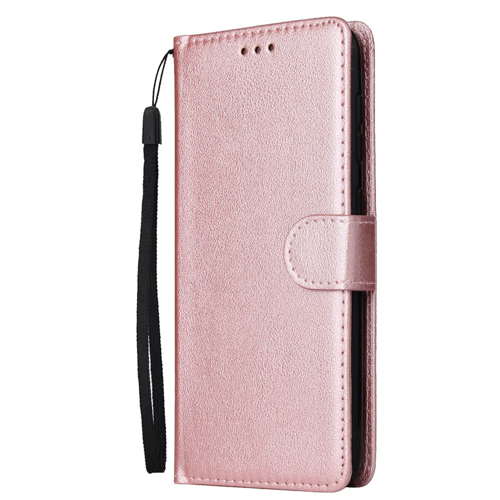 For Samsung A30/A20 Flip-type Leather Protective Phone Case with 3 Card Position Buckle Design Phone Cover  Gold