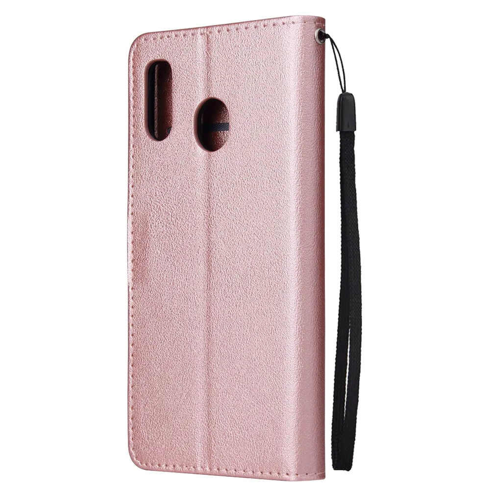 For Samsung A30/A20 Flip-type Leather Protective Phone Case with 3 Card Position Buckle Design Phone Cover  Rose gold