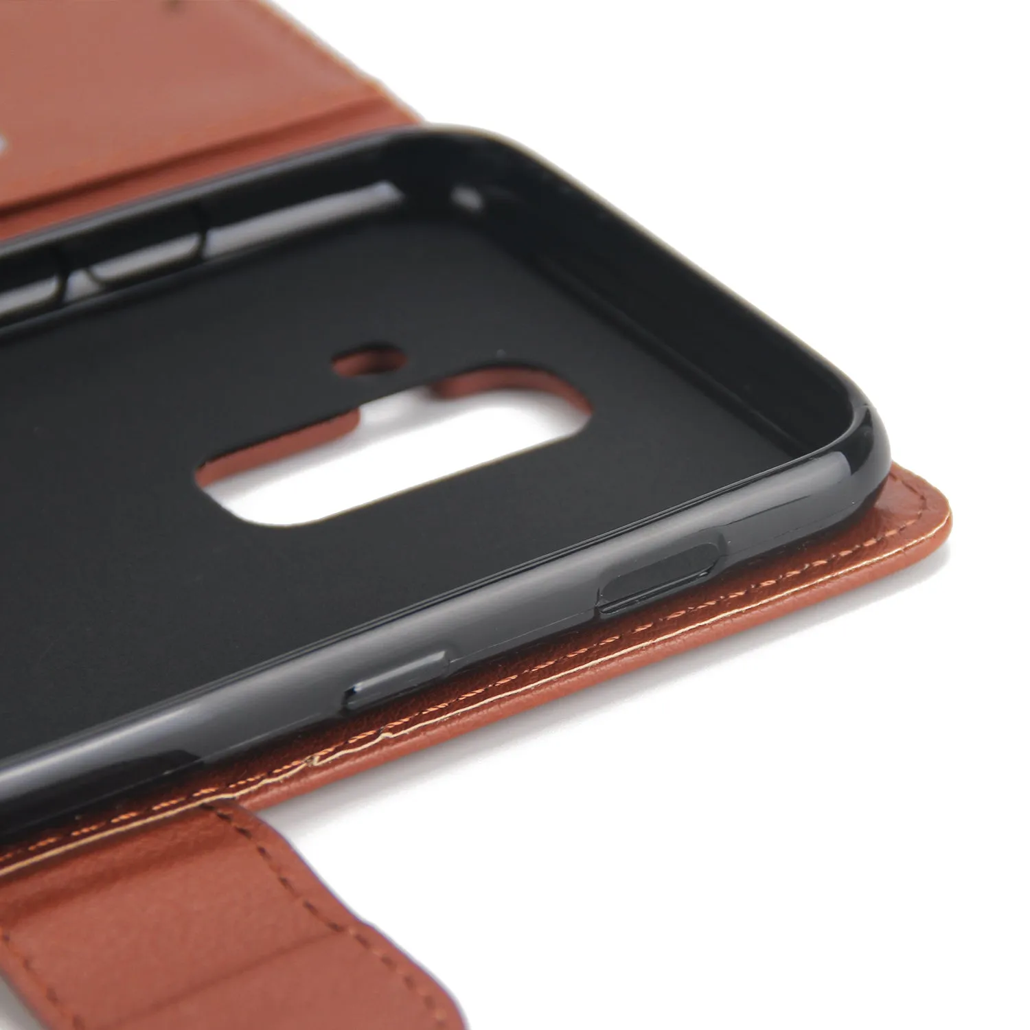 For Samsung A6 PLUS 2018 Flip-type Leather Protective Phone Case with 3 Card Position brown