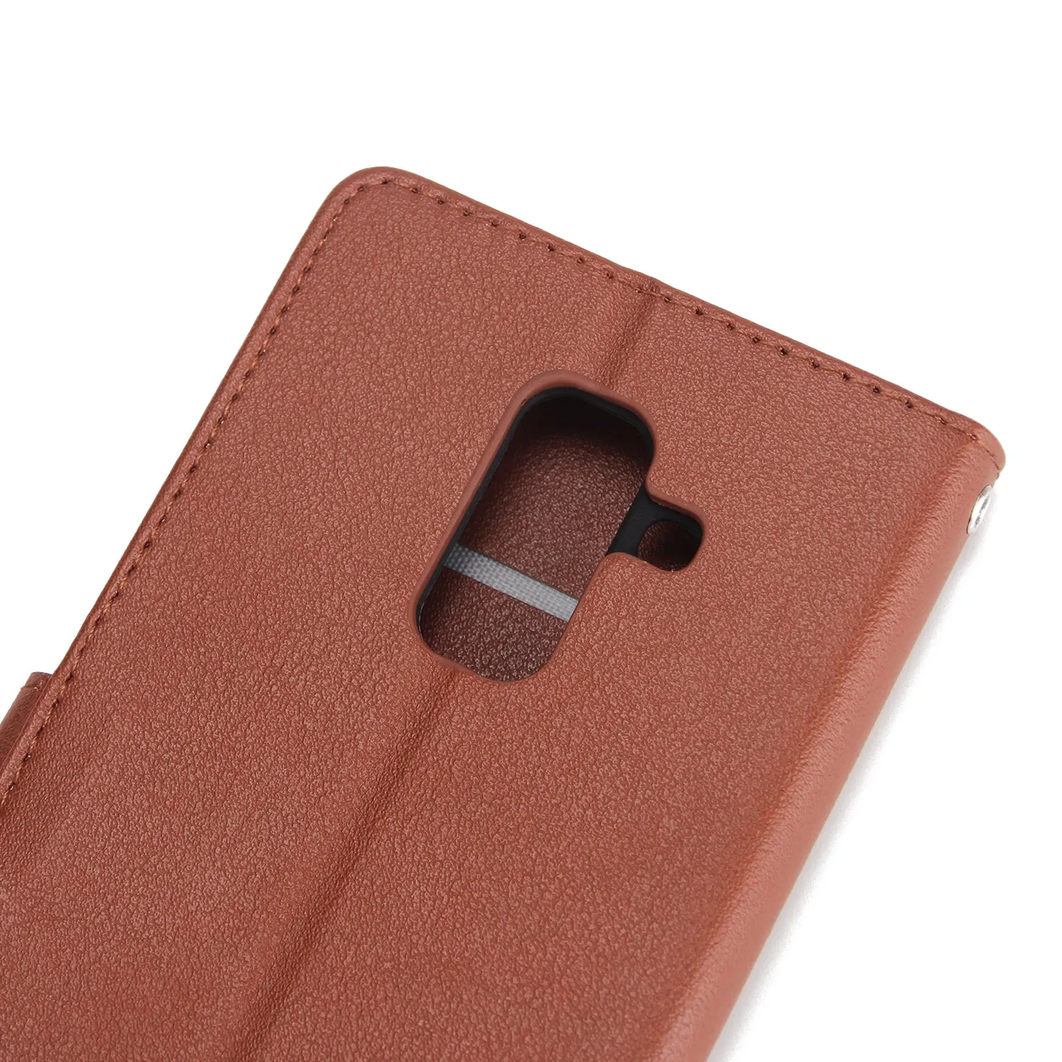 For Samsung A6 PLUS 2018 Flip-type Leather Protective Phone Case with 3 Card Position brown