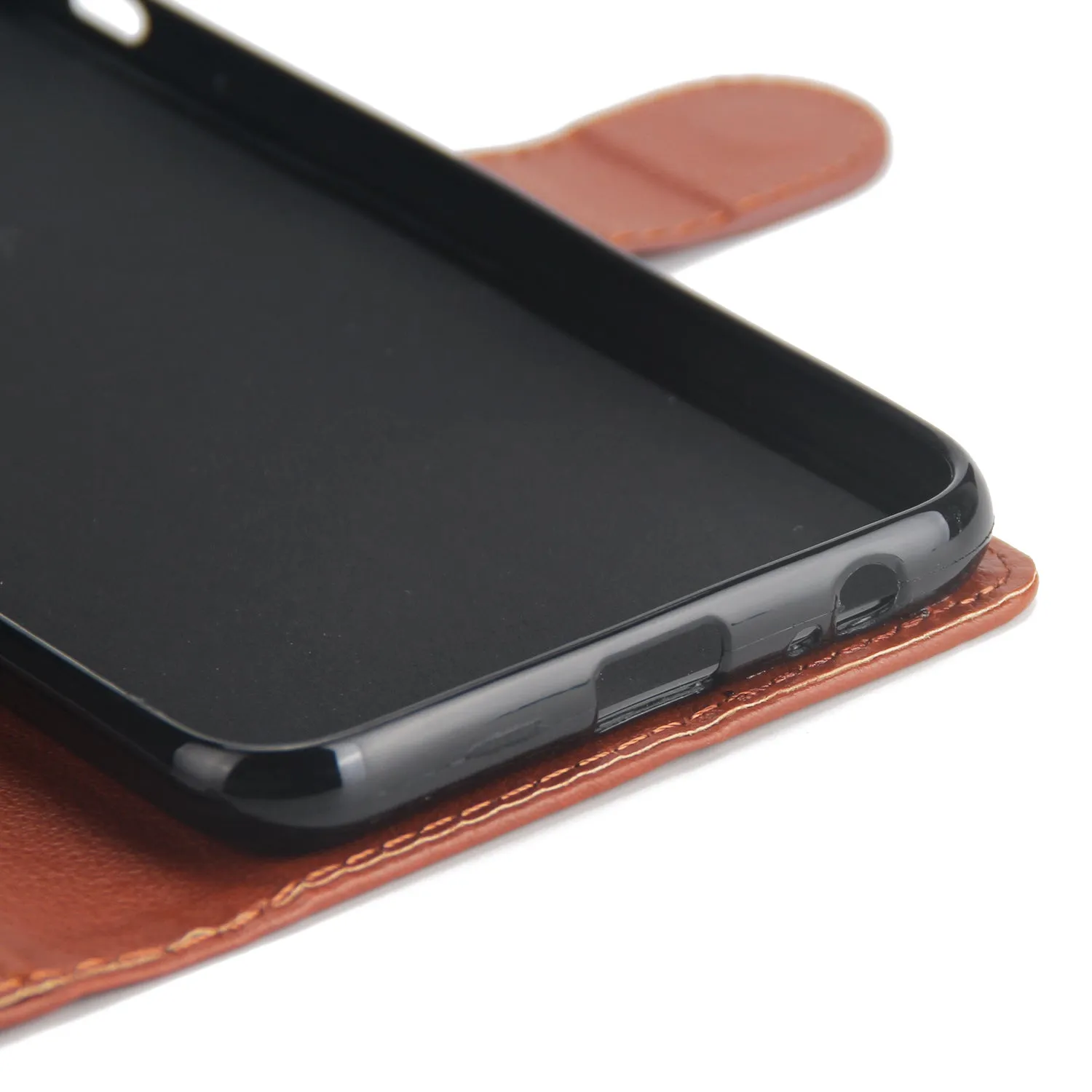 For Samsung A6 PLUS 2018 Flip-type Leather Protective Phone Case with 3 Card Position brown