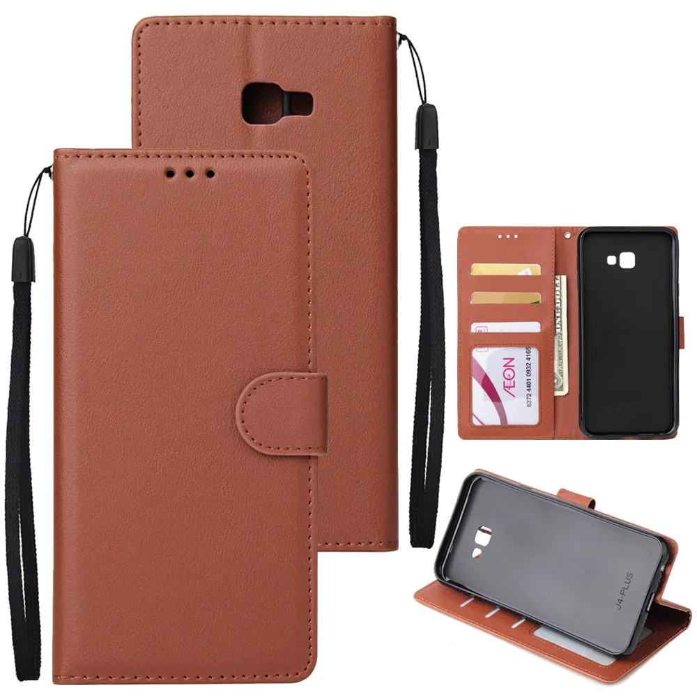 For Samsung J4 plus Flip-type Leather Protective Phone Case with 3 Card Position Buckle Design Phone Cover  blue