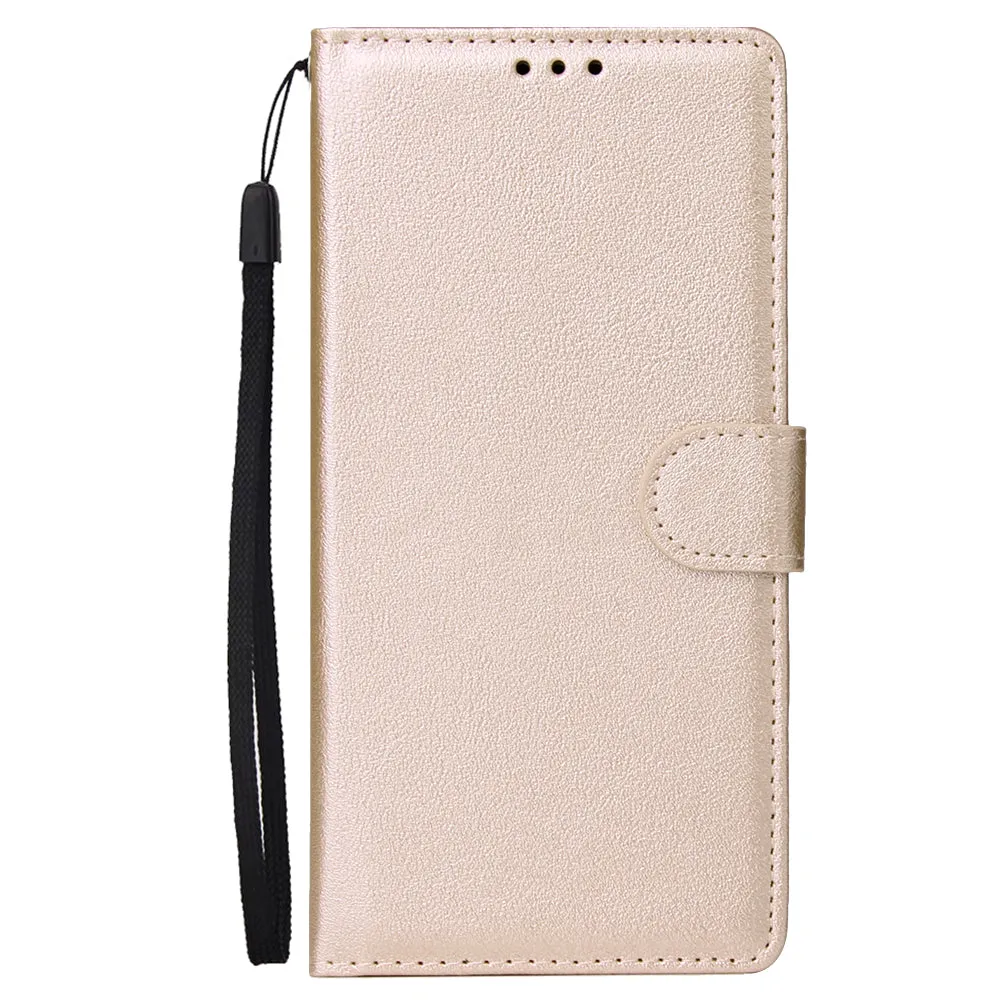 For Samsung J4 plus Flip-type Leather Protective Phone Case with 3 Card Position Buckle Design Phone Cover  Gold