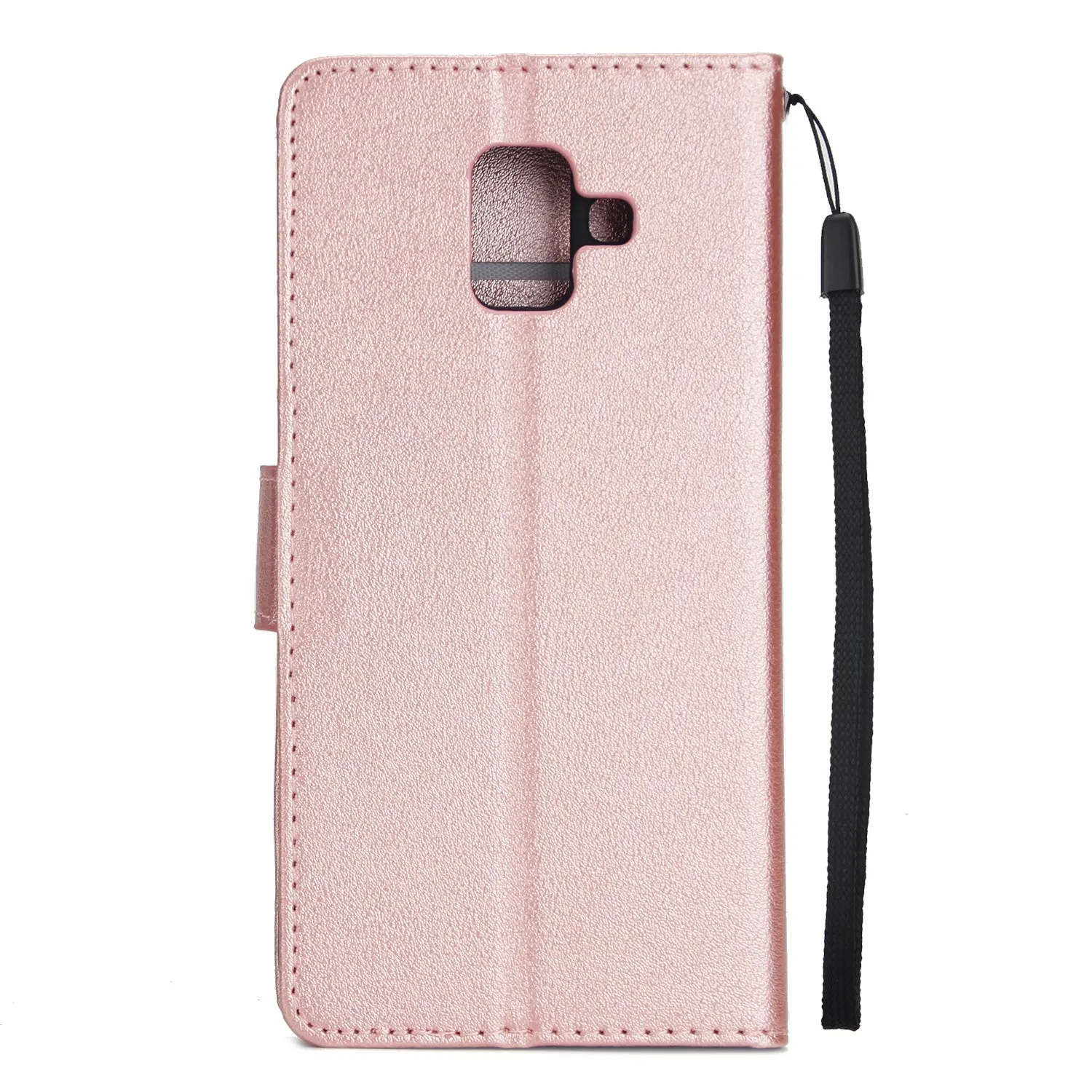 For Samsung J6 plus Flip-type Leather Protective Phone Case with 3 Card Position Buckle Design Phone Cover  Rose gold