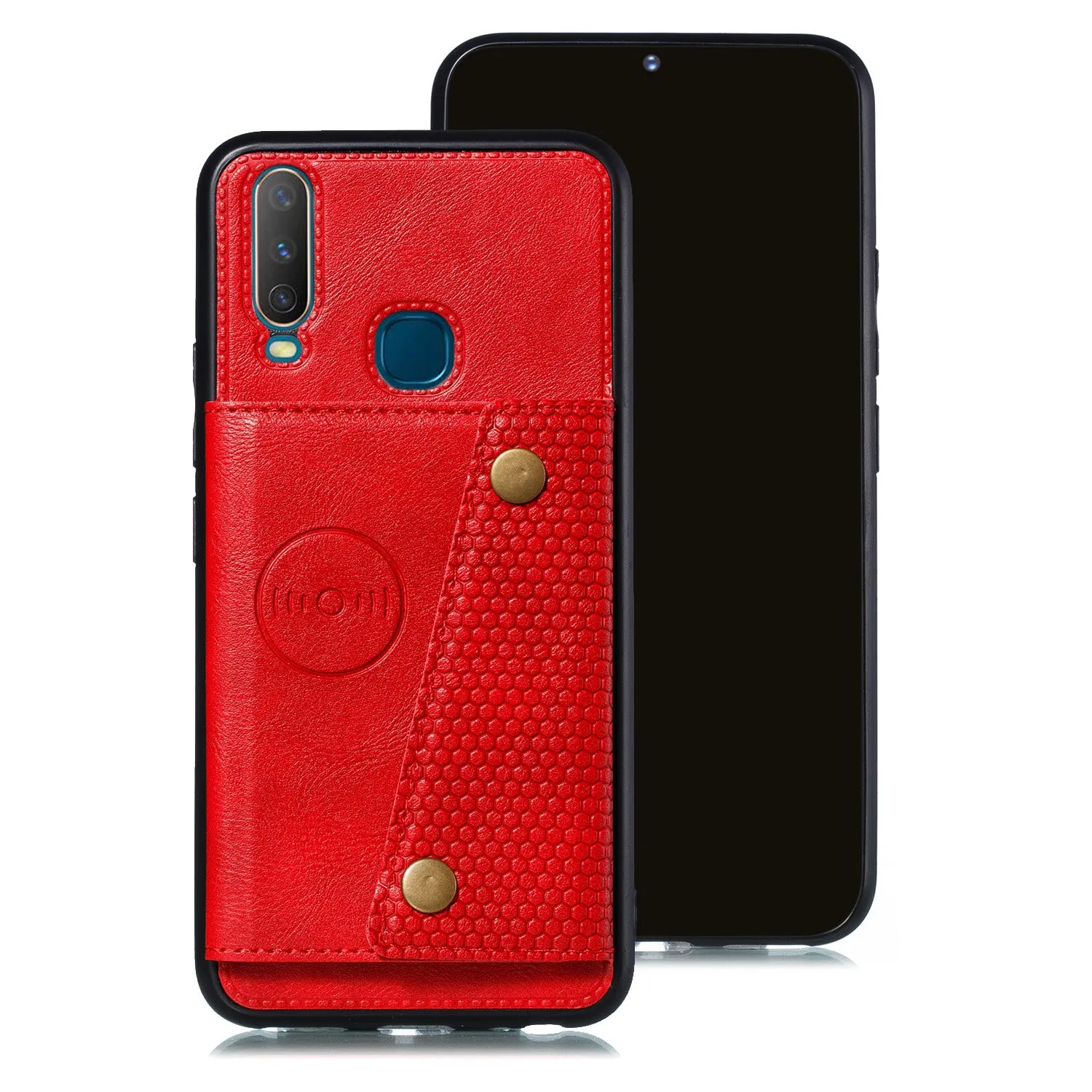 For VIVO Y17 Shockproof Double Buckle Wallet Case Cell Phone Case PU Leather Flip Stand Phone Cover With Card Slots black