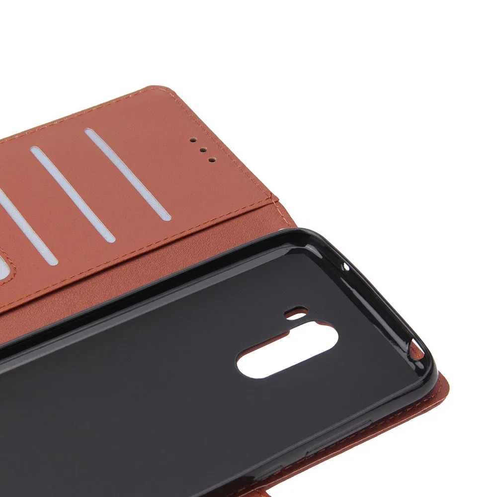 For Xiaomi Pocophone F1 Flip-type Leather Protective Phone Case with 3 Card Position Buckle Design Phone Cover  black