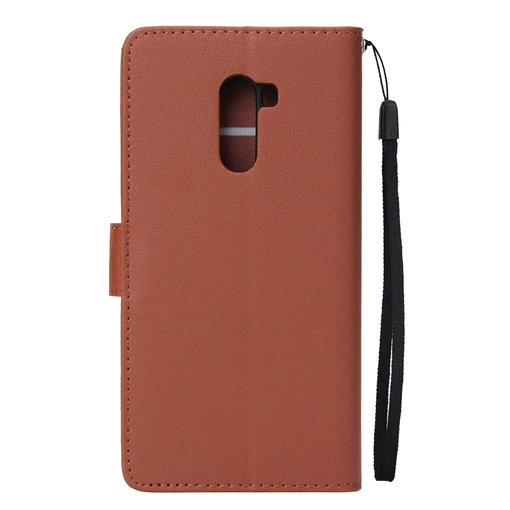 For Xiaomi Pocophone F1 Flip-type Leather Protective Phone Case with 3 Card Position Buckle Design Phone Cover  black