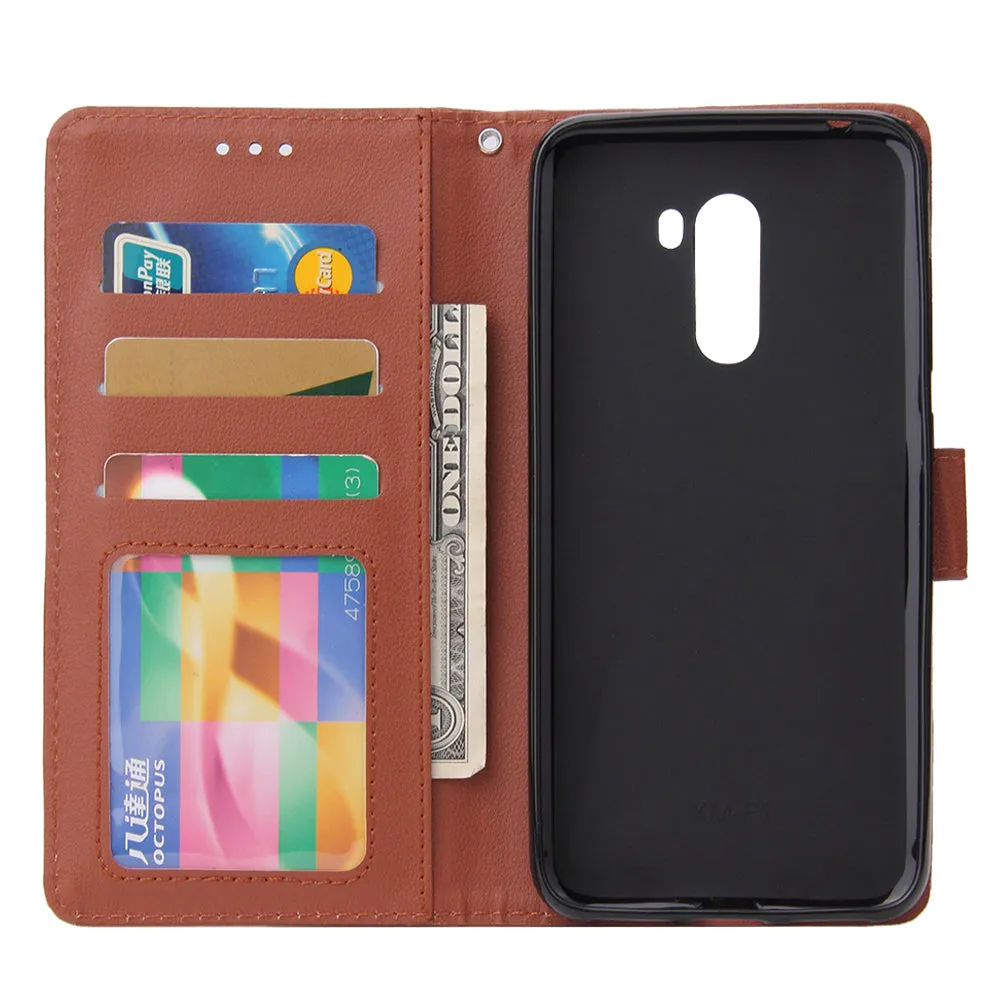 For Xiaomi Pocophone F1 Flip-type Leather Protective Phone Case with 3 Card Position Buckle Design Phone Cover  black