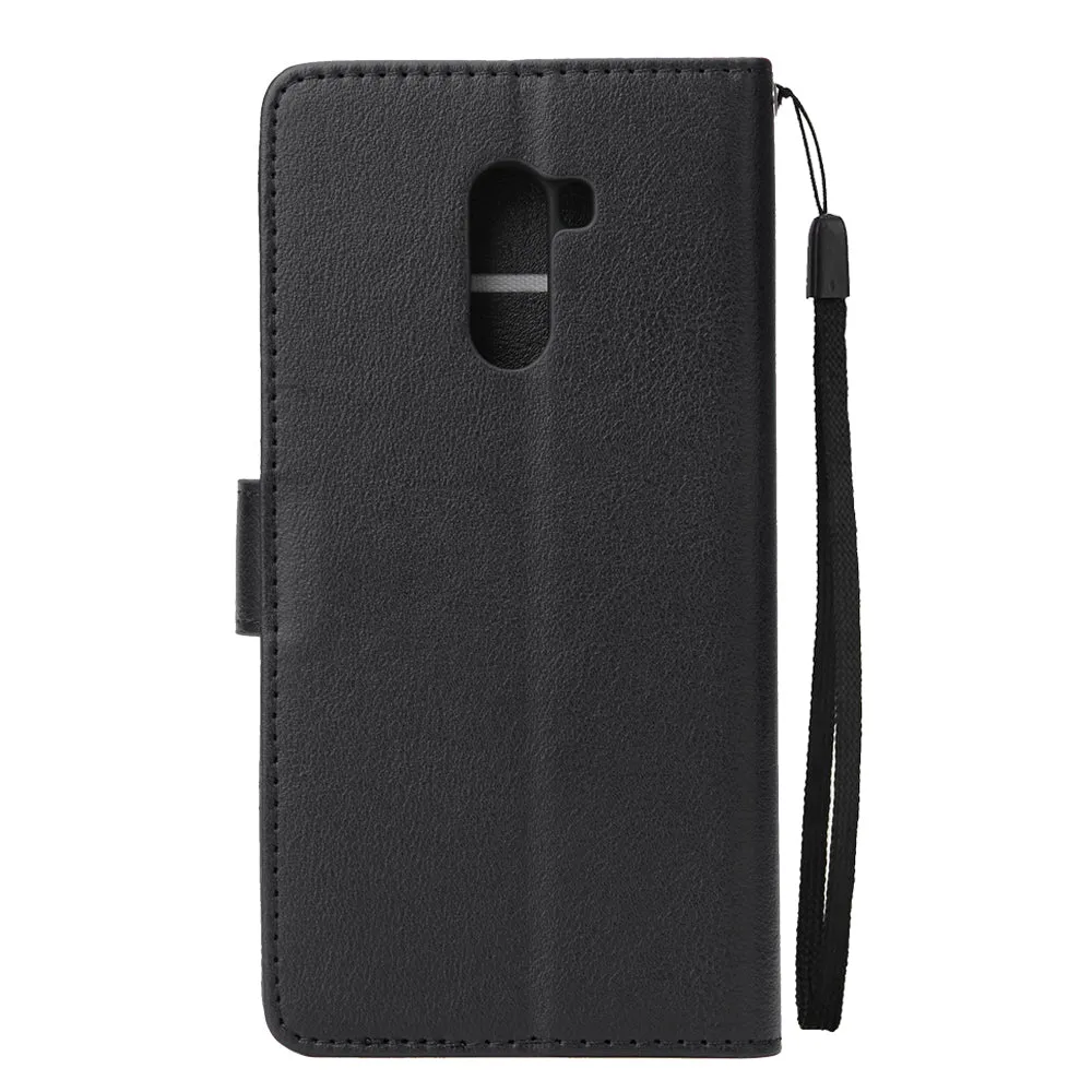 For Xiaomi Pocophone F1 Flip-type Leather Protective Phone Case with 3 Card Position Buckle Design Phone Cover  black
