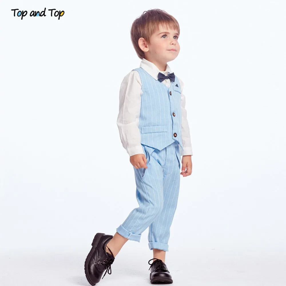 Formal Baby Boy Gentleman Suit with Vest and Bow Tie