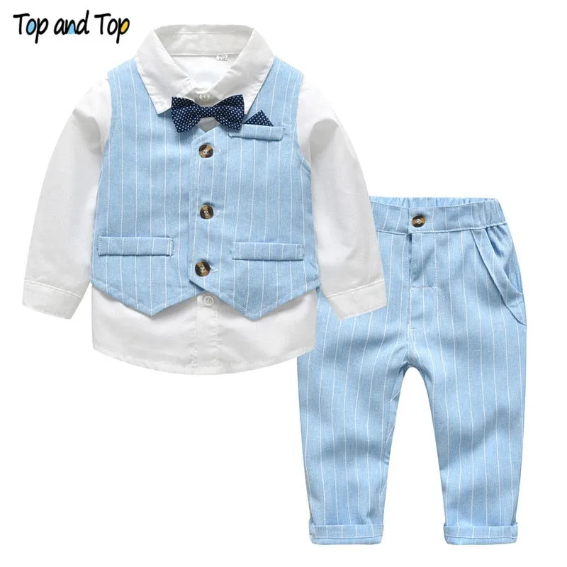 Formal Baby Boy Gentleman Suit with Vest and Bow Tie
