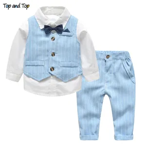 Formal Baby Boy Gentleman Suit with Vest and Bow Tie