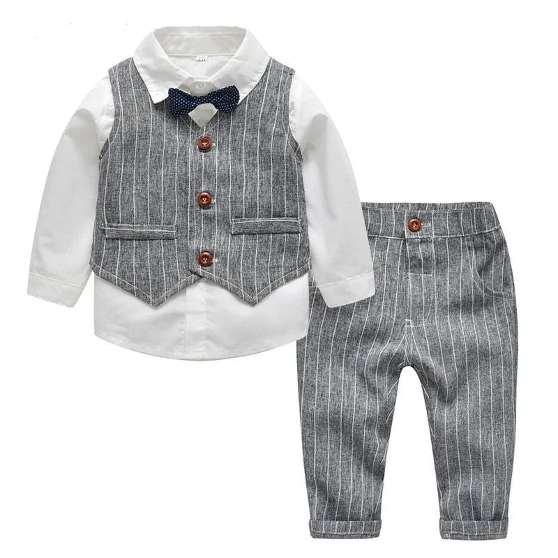 Formal Baby Boy Gentleman Suit with Vest and Bow Tie