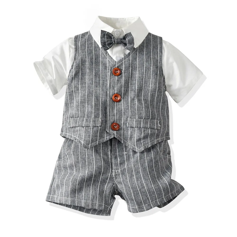 Formal Baby Boy Gentleman Suit with Vest and Bow Tie
