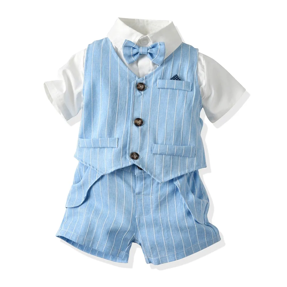Formal Baby Boy Gentleman Suit with Vest and Bow Tie