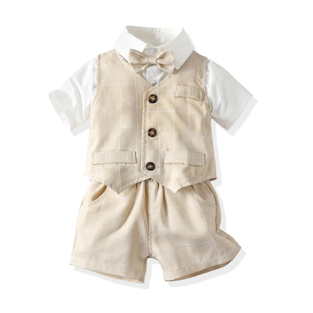 Formal Baby Boy Gentleman Suit with Vest and Bow Tie