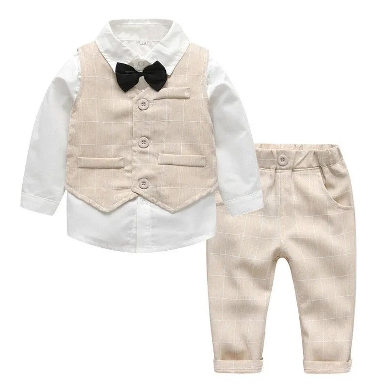 Formal Baby Boy Gentleman Suit with Vest and Bow Tie