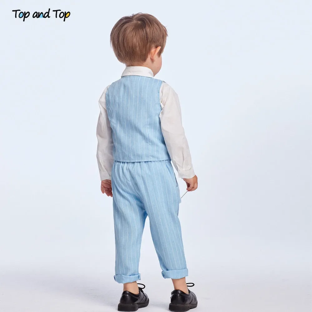 Formal Baby Boy Gentleman Suit with Vest and Bow Tie