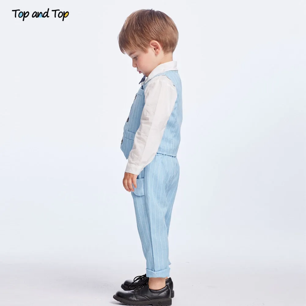 Formal Baby Boy Gentleman Suit with Vest and Bow Tie