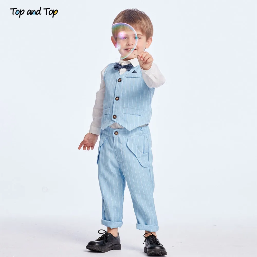 Formal Baby Boy Gentleman Suit with Vest and Bow Tie
