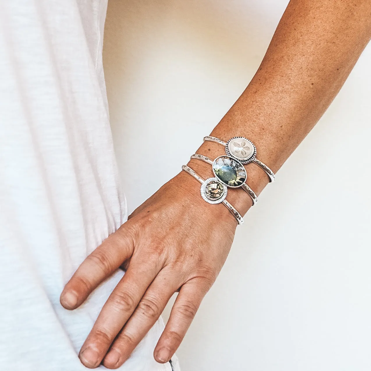 Fossilized Sand Dollar Cuff