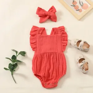 Frill Sleeve Muslin Onepiece Fashion Baby Clothing