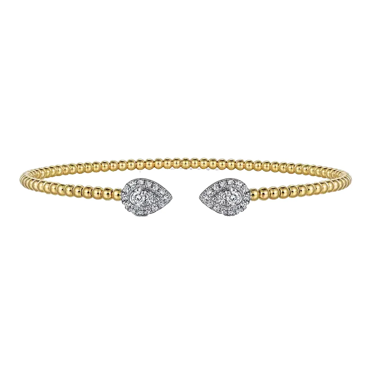 Gabriel 14K White and Yellow Gold Diamond Pear Shape Bujukan Bangle