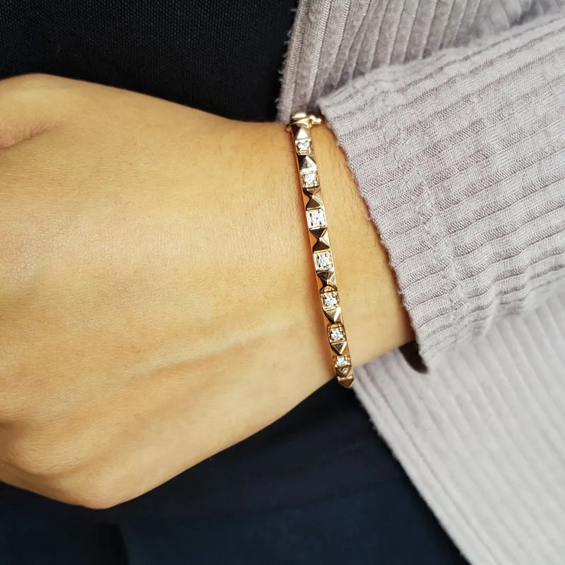 Gems One Diamond Pyramid Rose Gold Bracelet