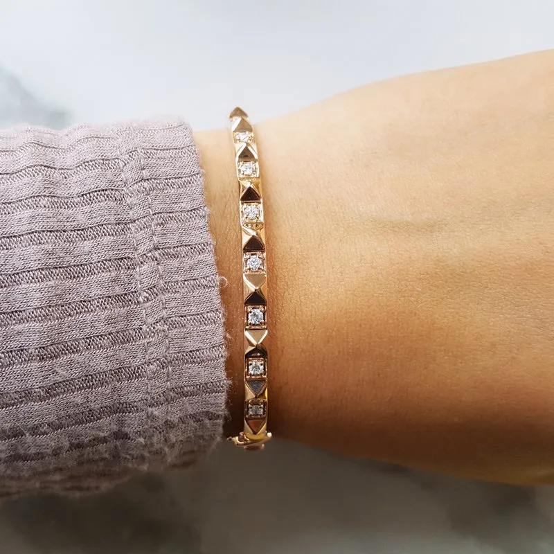 Gems One Diamond Pyramid Rose Gold Bracelet