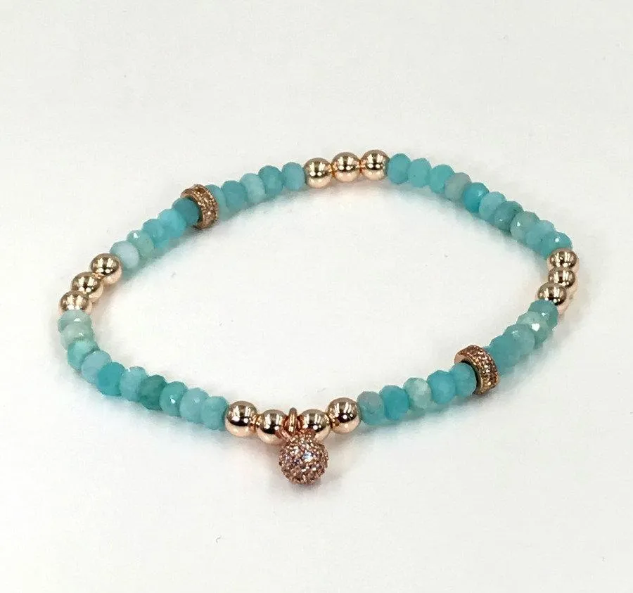 Gemstone Beaded Pave Layering Stretch Bracelets