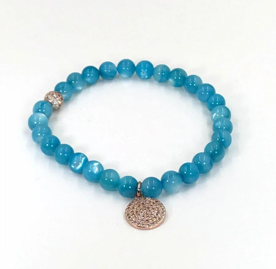 Gemstone Beaded Pave Layering Stretch Bracelets