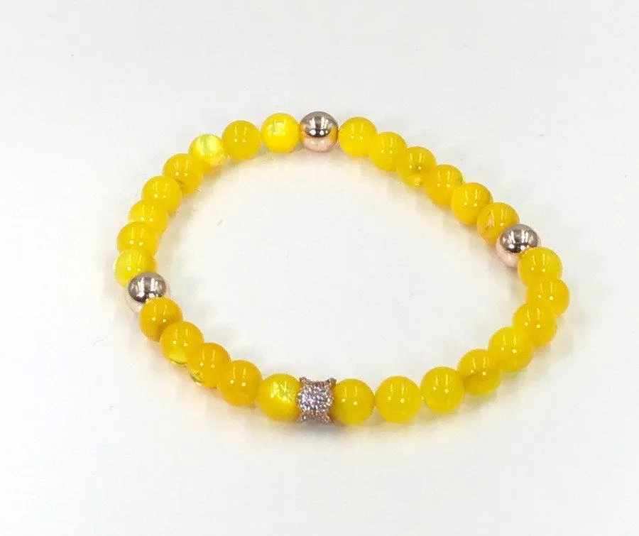 Gemstone Beaded Pave Layering Stretch Bracelets