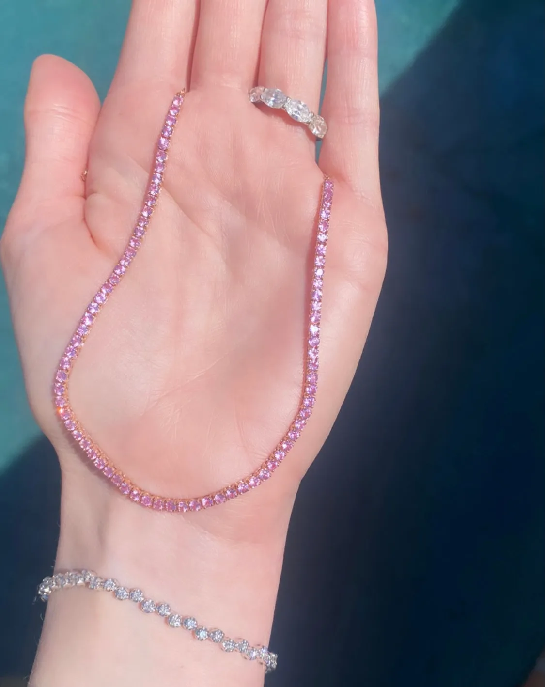 gemstone tennis necklace/choker