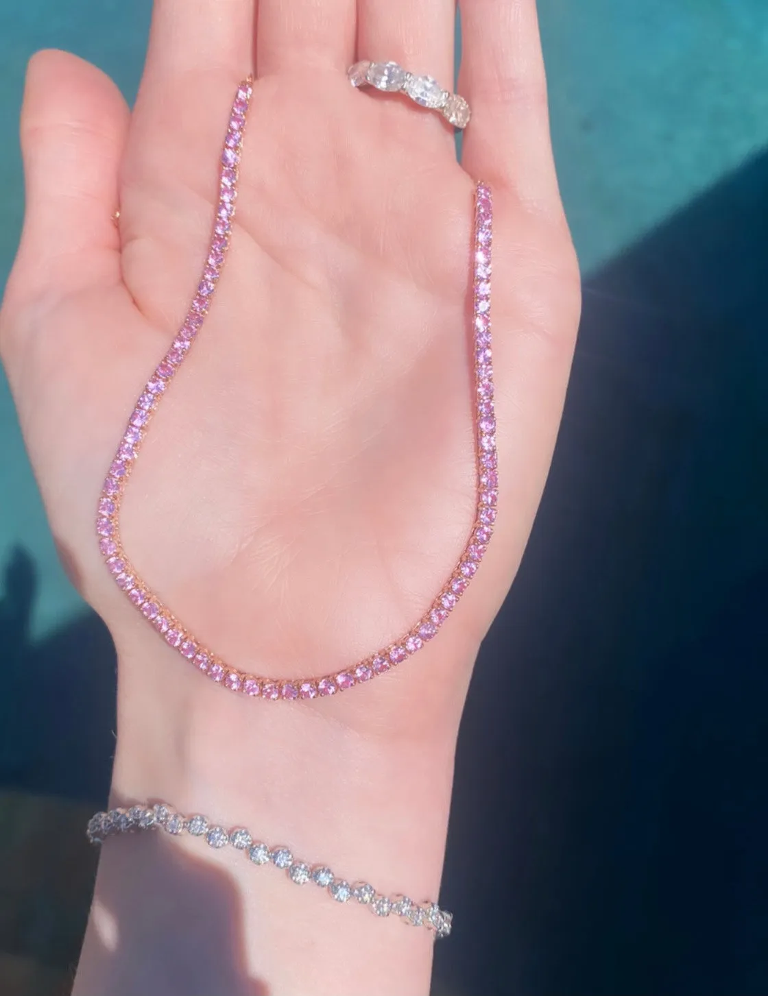gemstone tennis necklace/choker