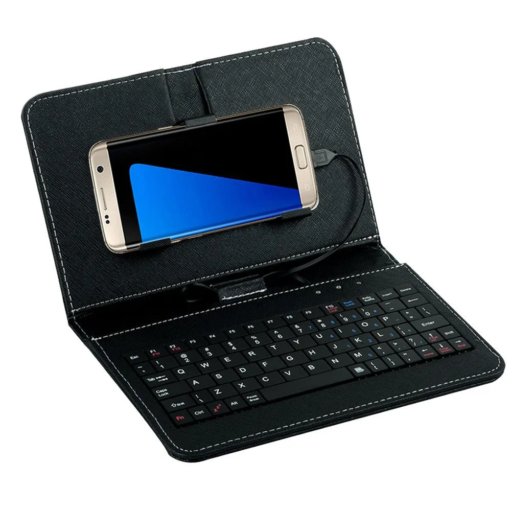 General Wired Keyboard Flip Holster Case for Andriod Mobile Phone 4.8-6.0"" red