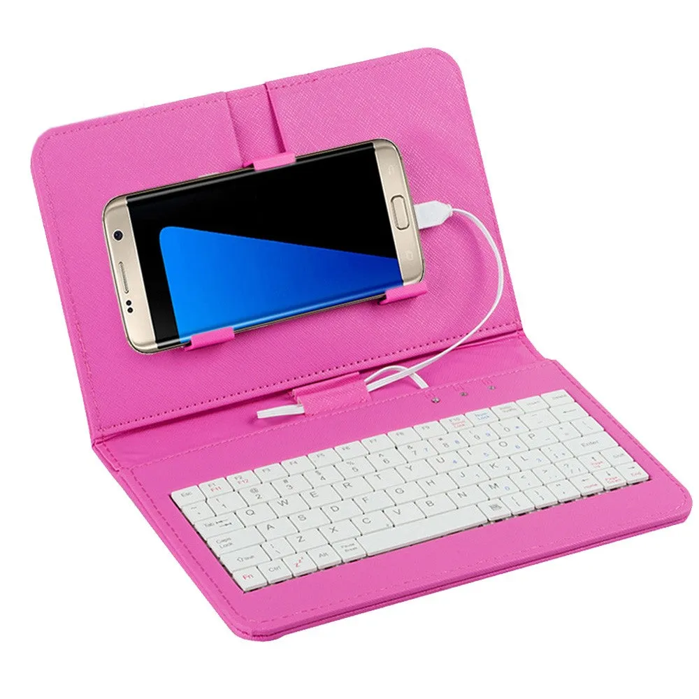 General Wired Keyboard Flip Holster Case for Andriod Mobile Phone 4.8-6.0"" red