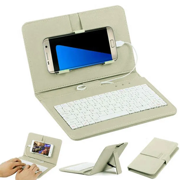 General Wired Keyboard Flip Holster Case for Andriod Mobile Phone 4.8-6.0"" red