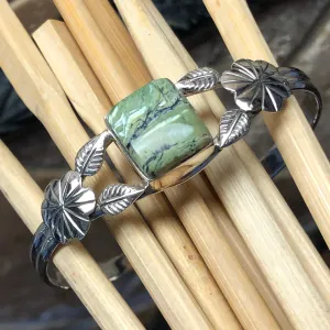 Genuine Serpentine Opalite 925 Solid Sterling Silver Cuff Bracelets